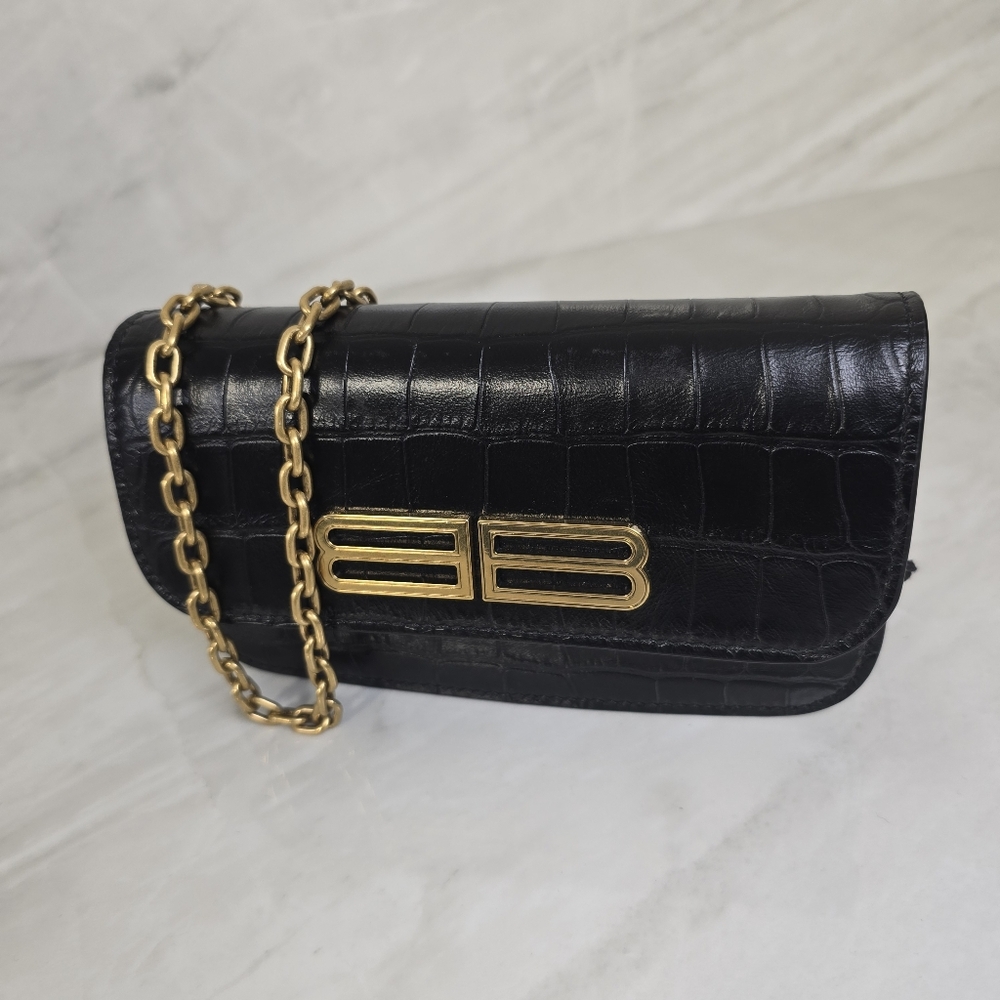 Balenciaga XS Gossip Croc Embossed Crossbody Bag - Picture 2 of 11
